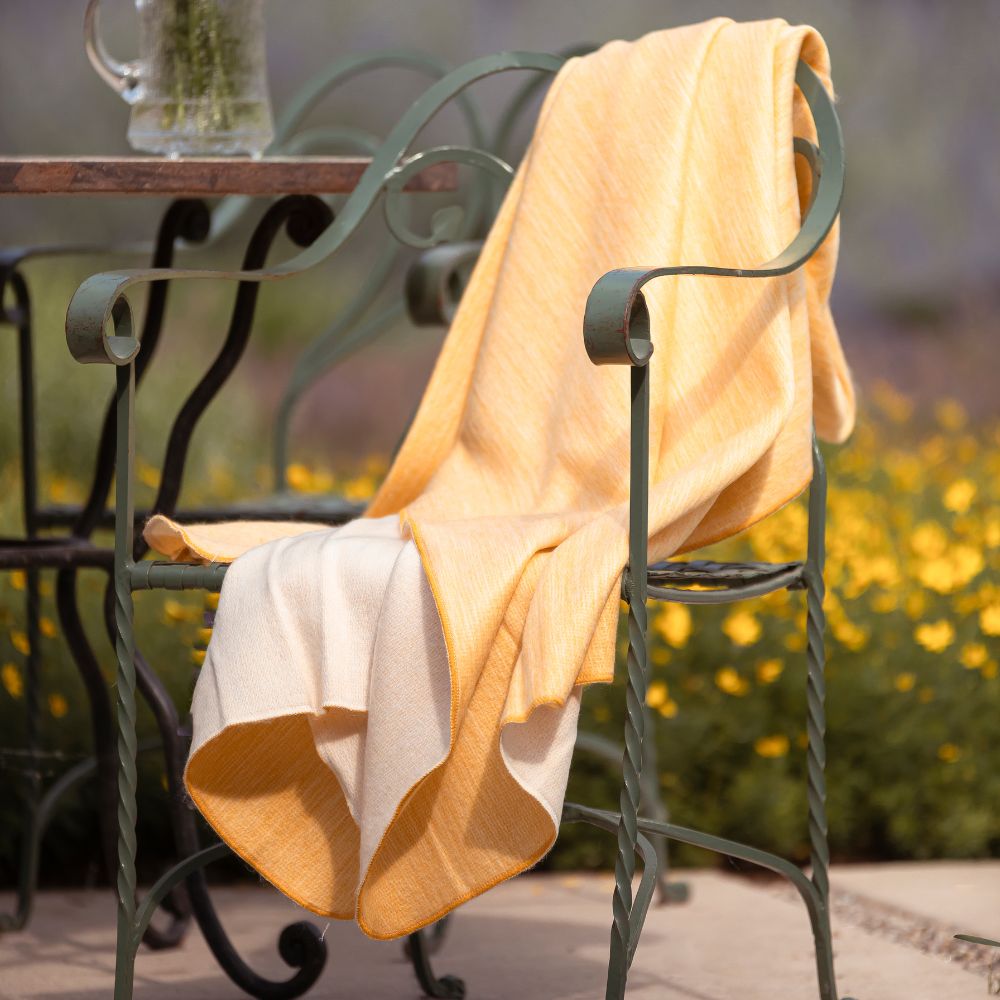 Kani Collection Reversible Alpaca Throw in Daffodil & White