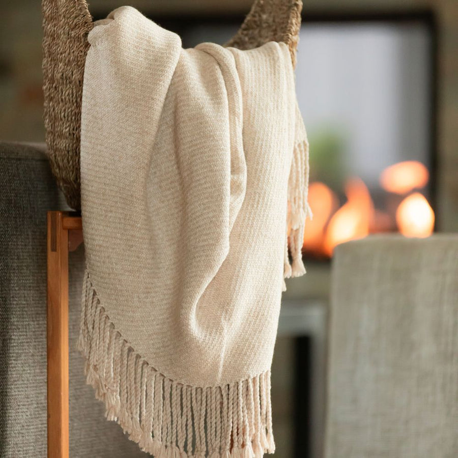 Handwoven Undyed Alpaca & Pima Cotton Throw Blankets from Peru - Kulsi Collection