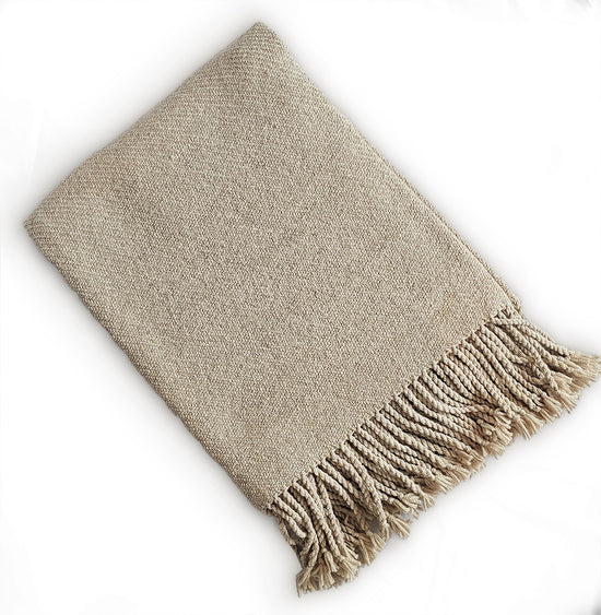 Kulsi Collection - Pima Cotton & Undyed Baby Alpaca Light Tan Throw