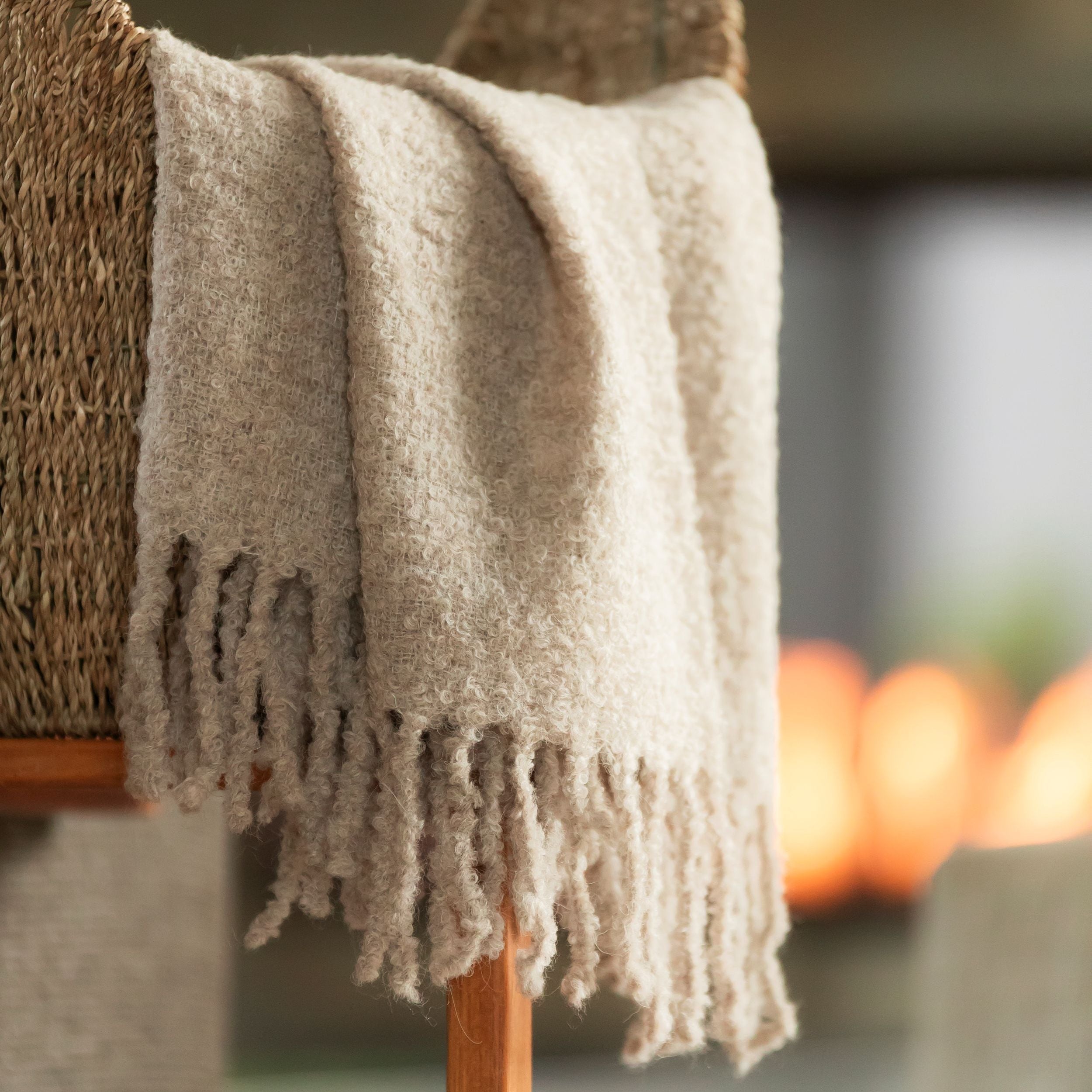 Handloomed Alpaca Bouclé Throw Blanket - Brown Mist