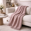 Bouclé Collection - Handloomed Alpaca Bouclé Mauve Pink Throw Blanket From Peru