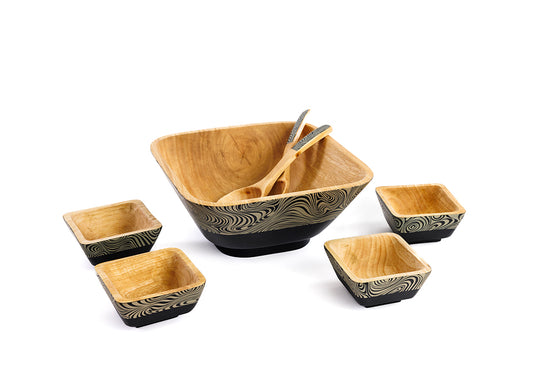 Zebra Barniz Wood Salad Bowls