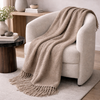 Bouclé Collection - Handloomed Alpaca Bouclé Light Tan Throw Blanket From Peru