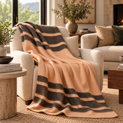 Peach & Charcoal alpaca throw blanket, handwoven in Ecuador, Kallpa Collection