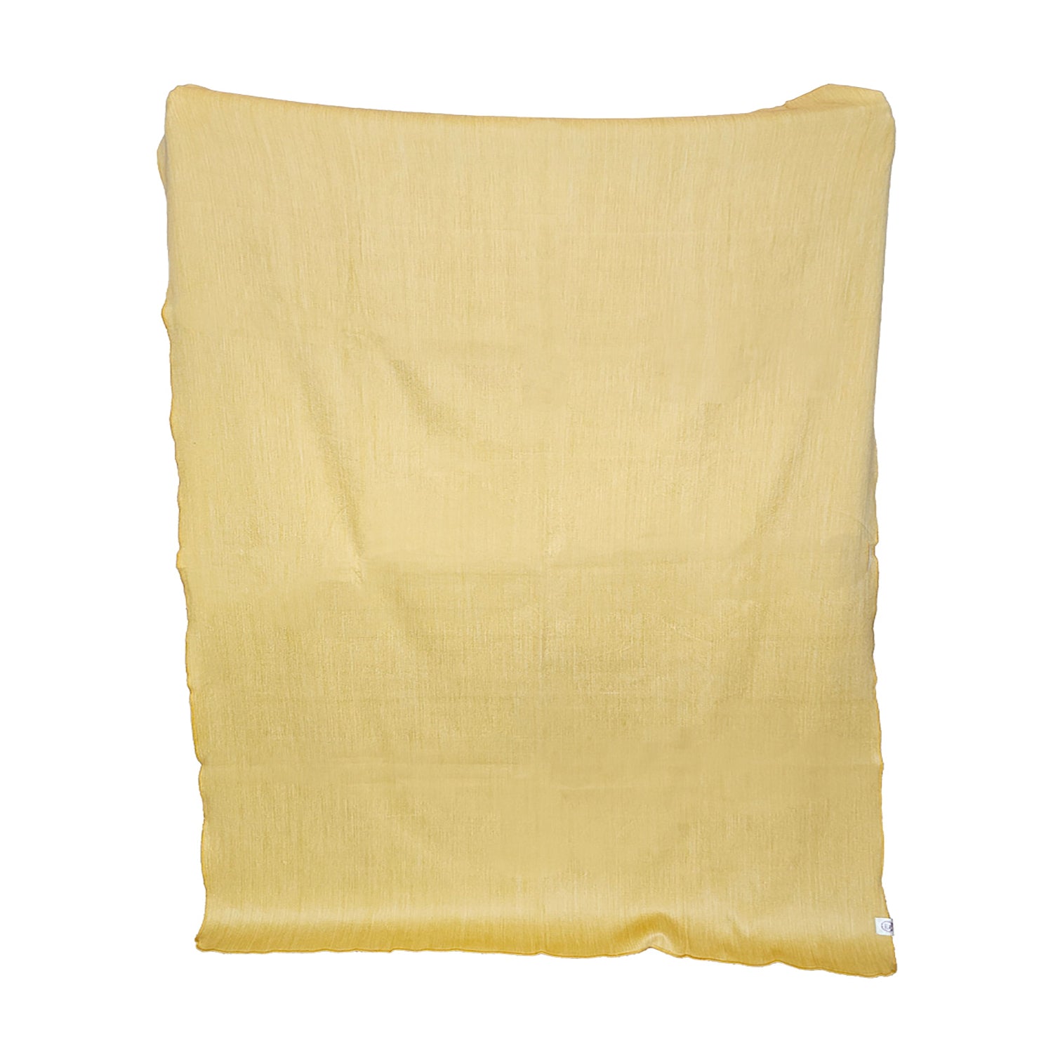 A reversible throw blanket with one side in daffodil yellow and the other in a lighter off-white color, displaying a solid pattern.