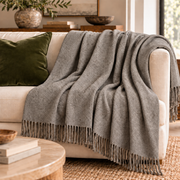 Handloomed Undyed Baby Alpaca & Peruvian Pima Cotton Throw Blanket | Graphite | Kulsi Collection