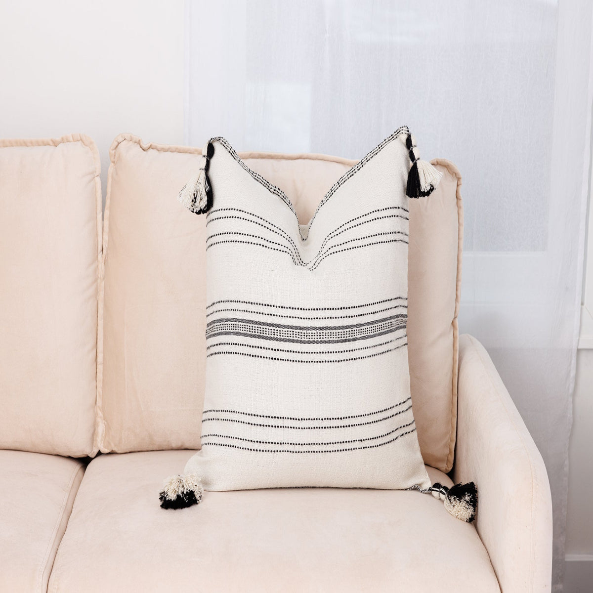 Miska Collection - Handloomed Alpaca - Ink & Ivory Pinstripe Pillow