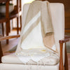 Cream artisanal woven throw with fringe