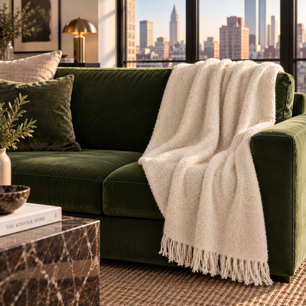 Handloomed Alpaca Bouclé Ivory Throw Blanket From Peru