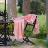 Pink handwoven throw outdoor