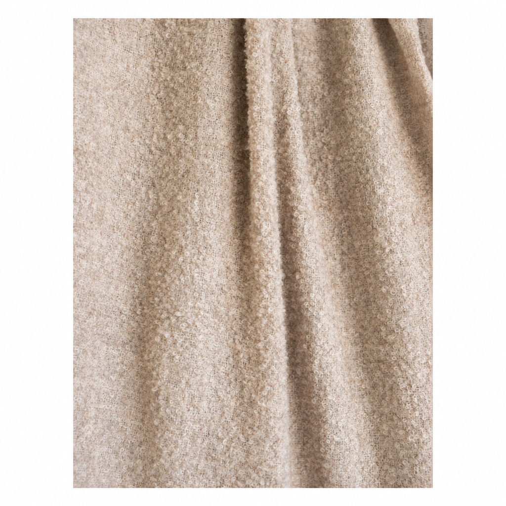 Brown Mist handloomed alpaca bouclé throw blanket, made in Peru
