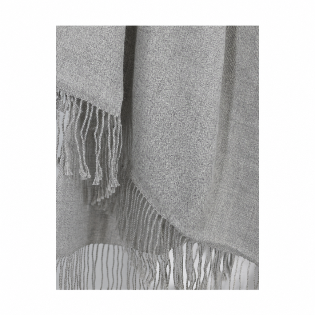 Graphite handloomed 100% undyed baby alpaca throw blanket, Wasi Collection, made in Peru