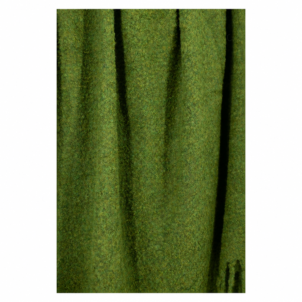 Handloomed Alpaca Bouclé Throw Blanket | Olive Green | Made in Peru