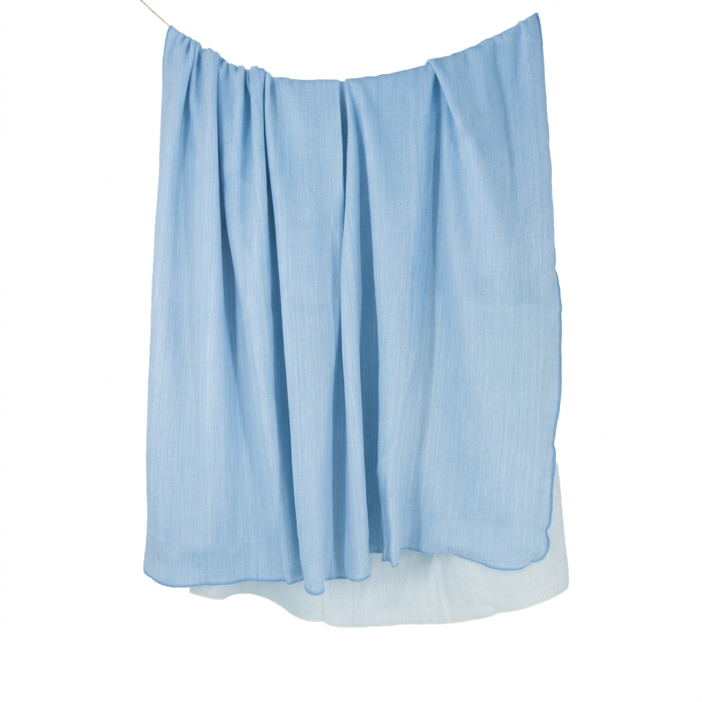 Powder Blue & White reversible handwoven alpaca throw blanket, Kani Collection, made in Ecuador