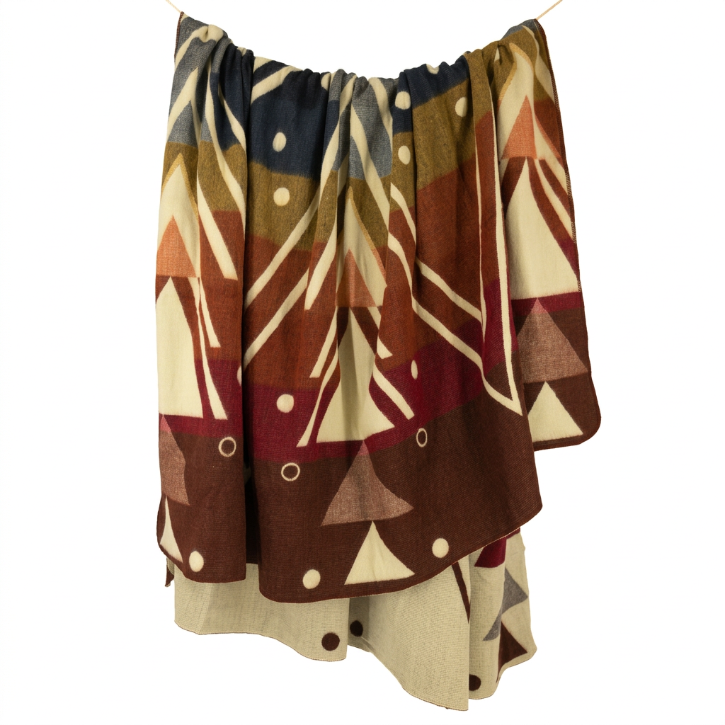 Folded throw with white border