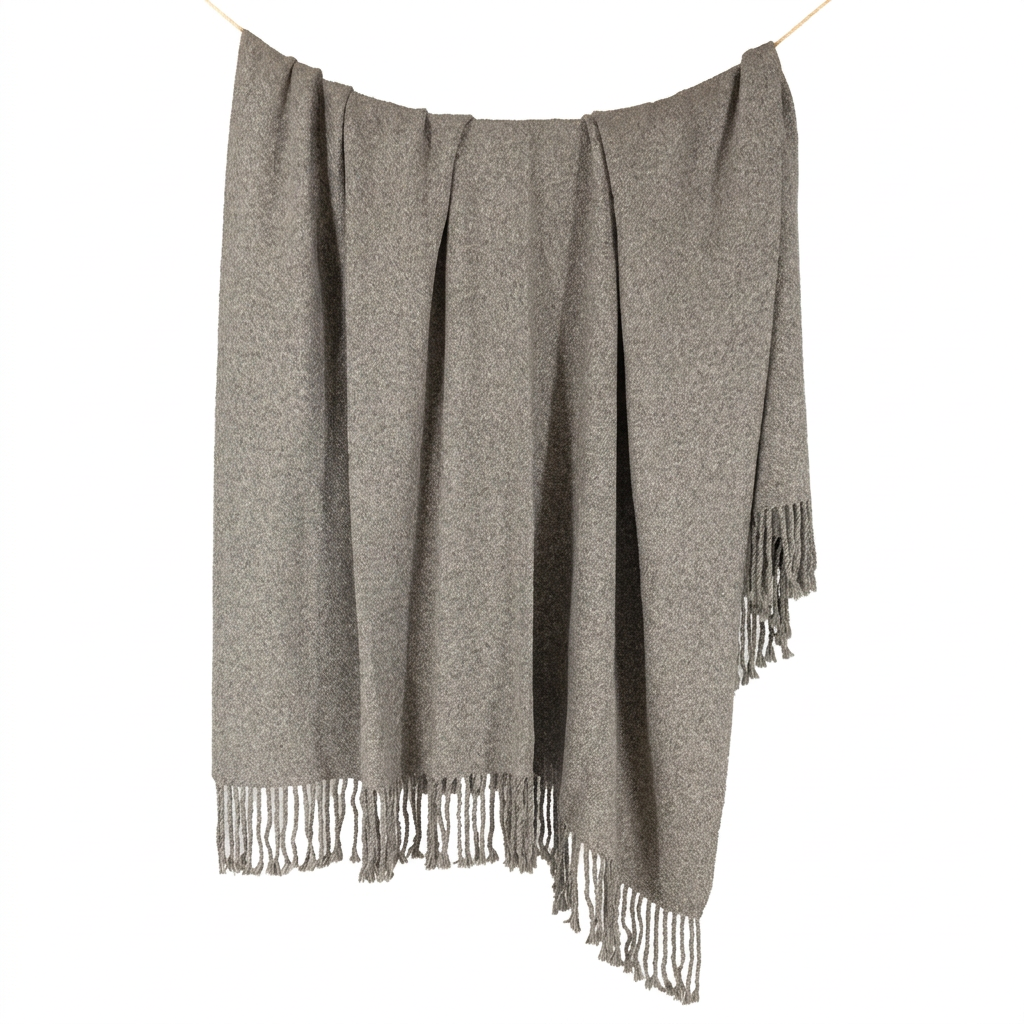 Graphite handloomed undyed baby alpaca & Peruvian Pima cotton throw blanket, Kulsi Collection, made in Peru
