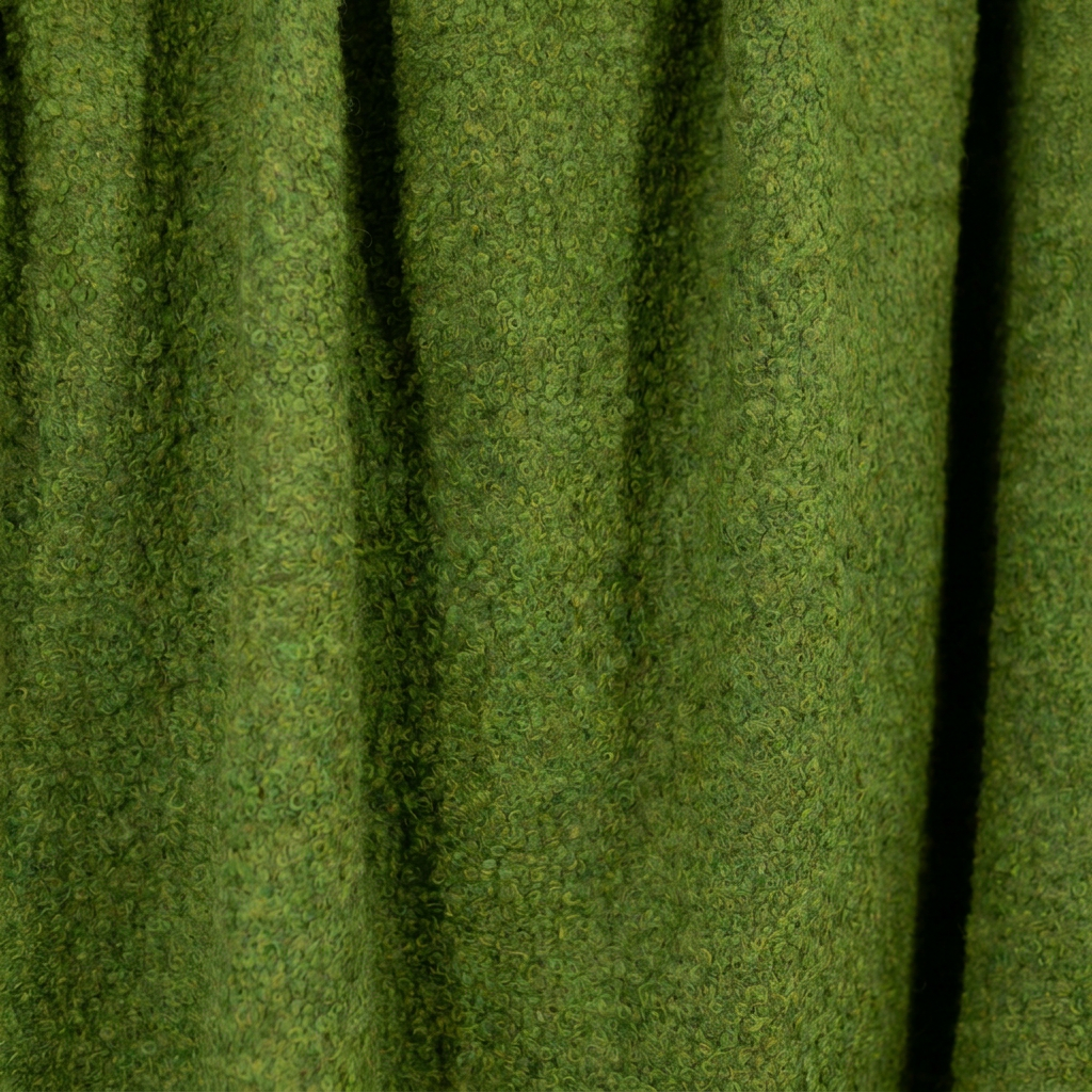 Close-up of Olive Green alpaca bouclé throw texture