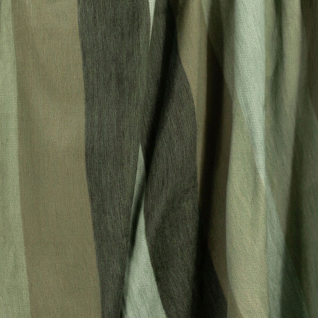 Close-up of Lustrous Sage & Green handwoven alpaca throw, Nawi Collection