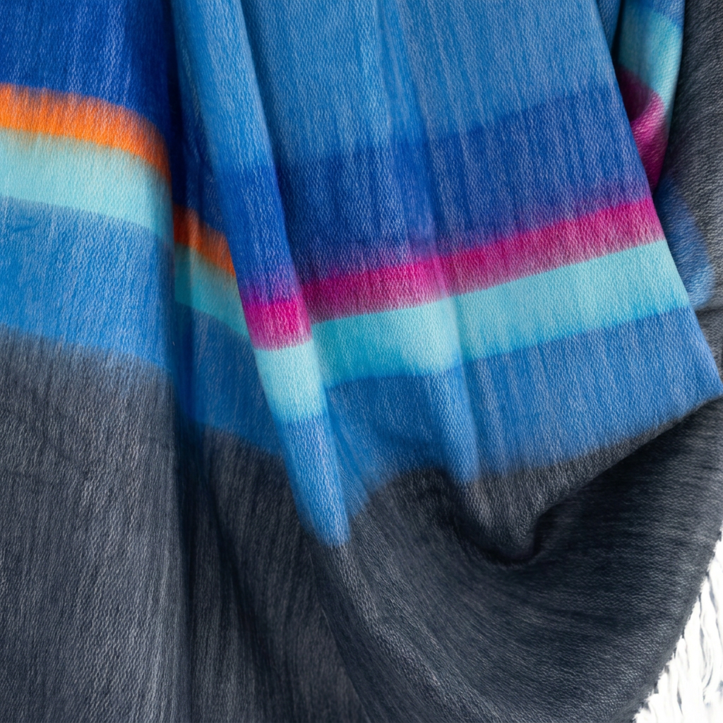Blue, Hot Pink, Orange & White handwoven alpaca throw blanket, Kallpa Collection, made in Ecuador