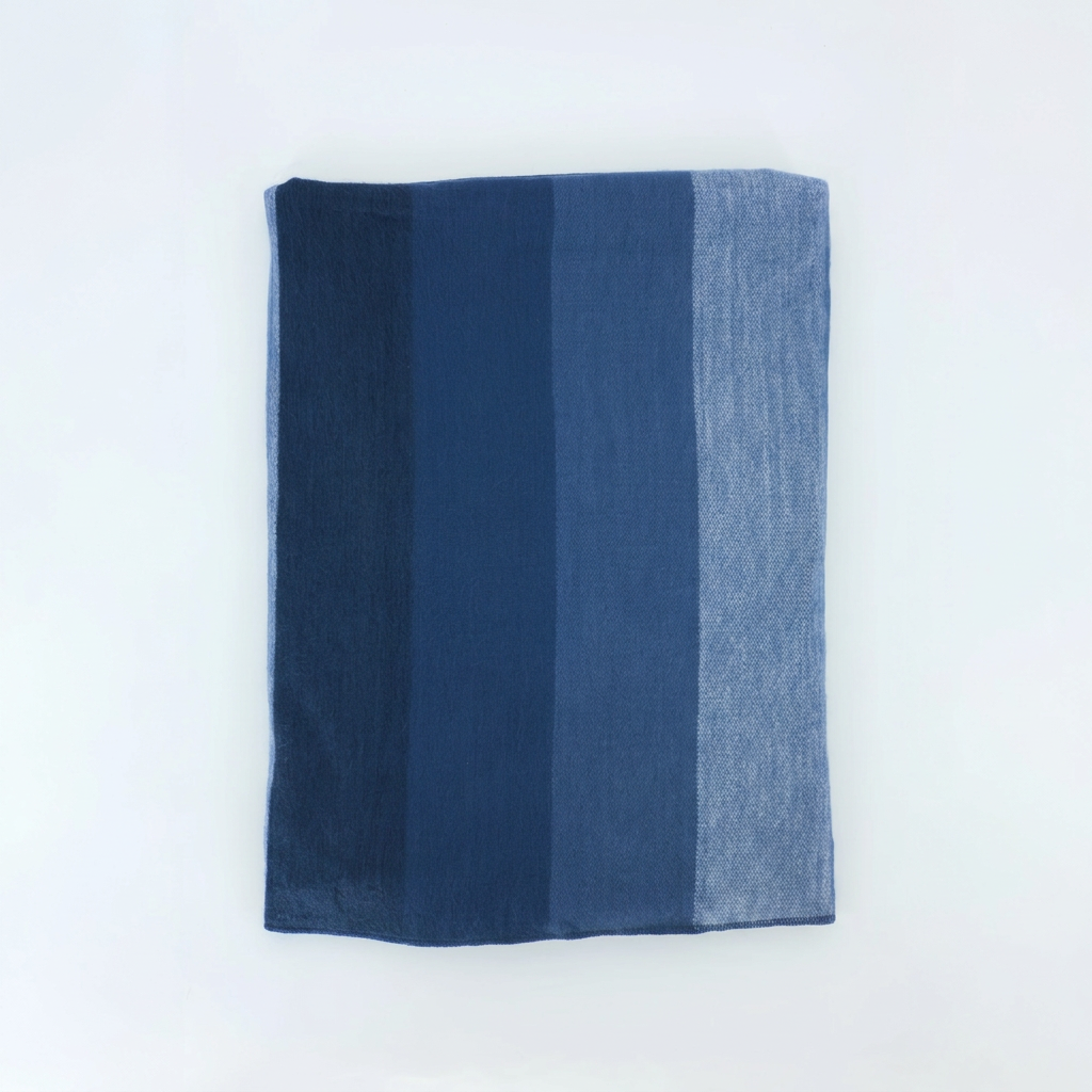 Denim & Dark Blues handwoven alpaca throw blanket, Nawi Collection, made in Ecuador