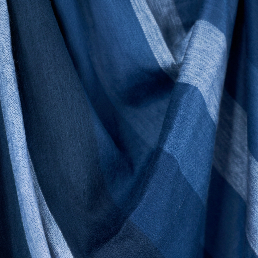 Denim & Dark Blues handwoven alpaca throw blanket, Nawi Collection, made in Ecuador