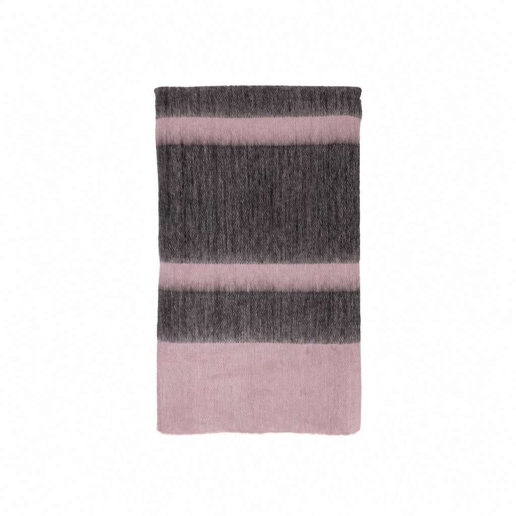 Square folded pink and charcoal throw