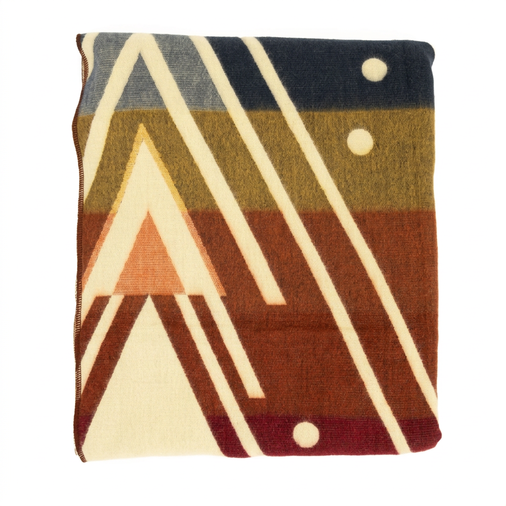 Square folded throw with white border