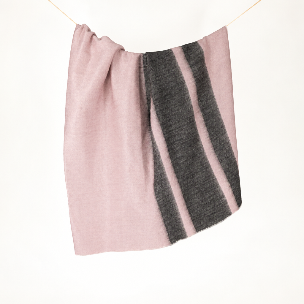 Square hanging pink and charcoal throw