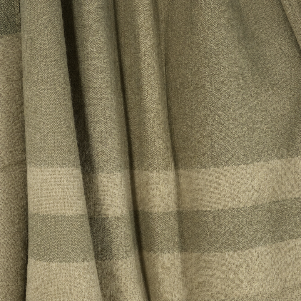 Close-up of Tobacco, Olive & Khaki alpaca throw, Kallpa Collection