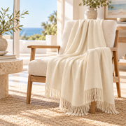 Handloomed 100% Undyed Baby Alpaca Throw Blanket | Ivory | Wasi Collection