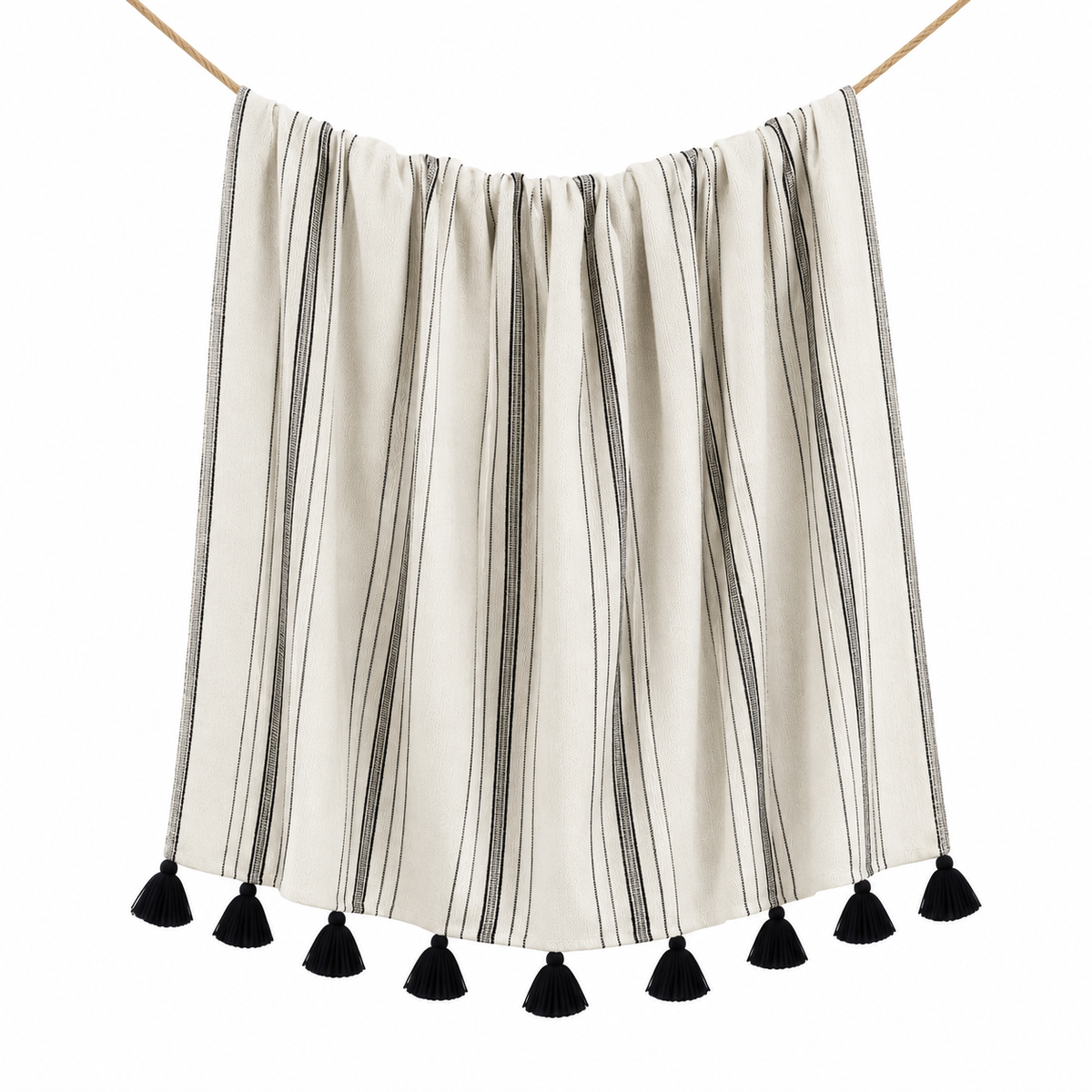 Handloomed 100% Superfine Alpaca Throw Blanket | Ink & Ivory Pinstripe | Miska Collection