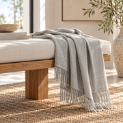 Handloomed 100% Undyed Baby Alpaca Throw Blanket | Graphite | Wasi Collection