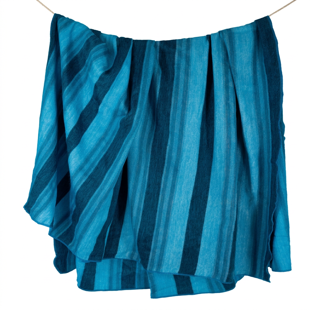 Lustrous Blue handwoven alpaca throw blanket, Nawi Collection, made in Ecuador