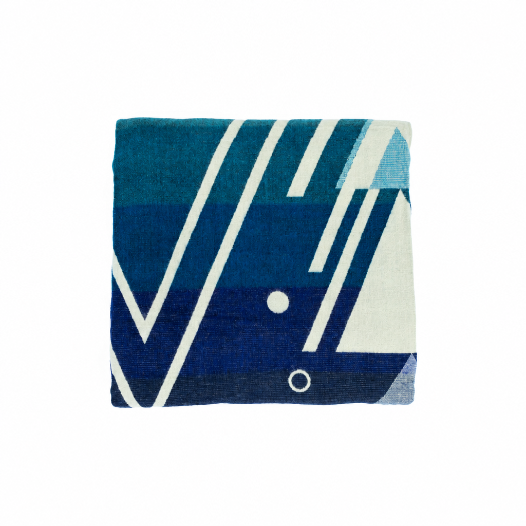 Chevron Vibrant Blues reversible handwoven alpaca throw blanket, Yachana Collection, made in Ecuador